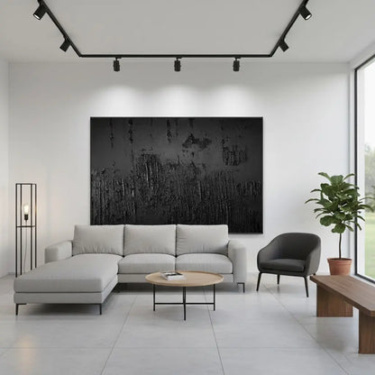 Black Minimalist Textured Painting #BM47 ArtiQuo
