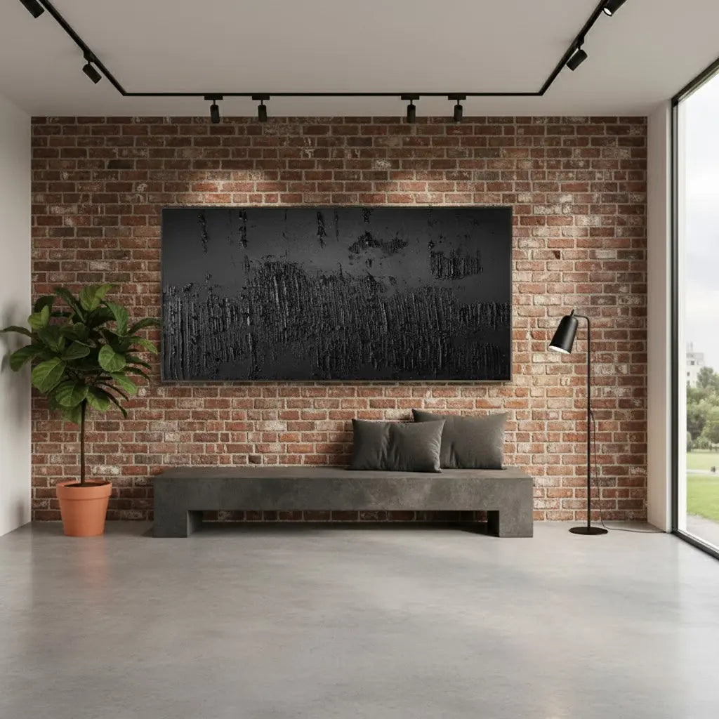 Black Minimalist Textured Painting #BM47 ArtiQuo