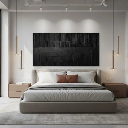 Black Minimalist Textured Painting Canvas #BM48 ArtiQuo