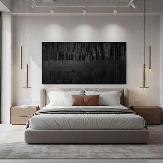 Black Minimalist Textured Painting Canvas #BM48 ArtiQuo