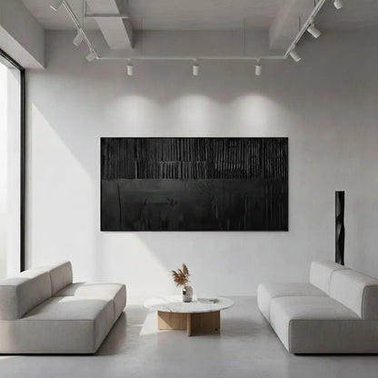 Black Minimalist Textured Painting Canvas #BM48 ArtiQuo