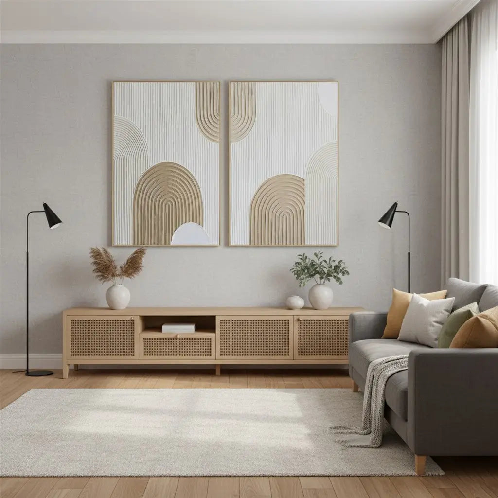 Beige & Brown Abstract Set of 2 #BBM48 ArtiQuo
