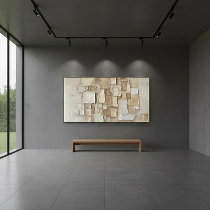 Beige Abstract Textured Wall Art #P48 ArtiQuo