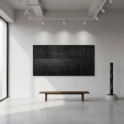 Black Minimalist Textured Painting Canvas #BM48 ArtiQuo