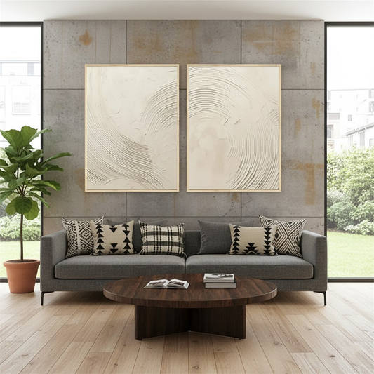 Beige & Brown Abstract Set of 2 #BBM49 ArtiQuo