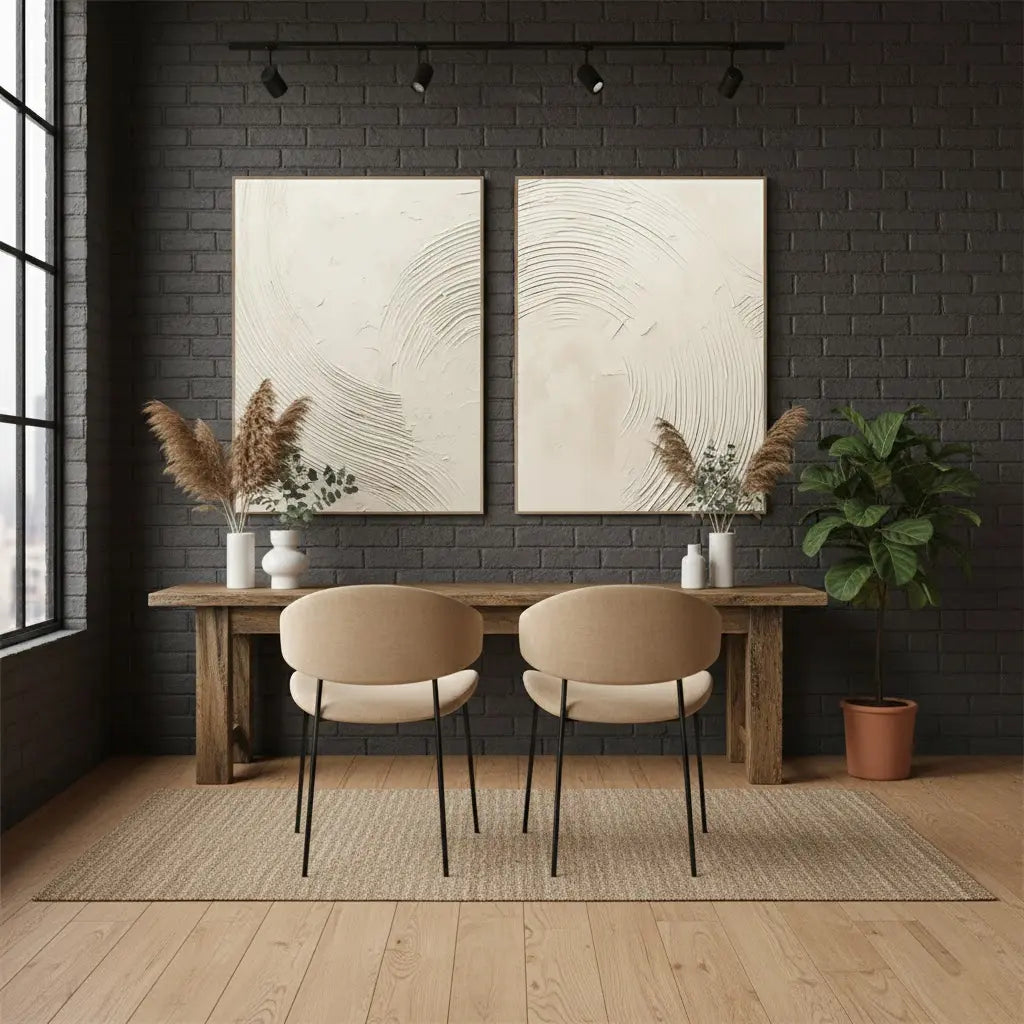Beige & Brown Abstract Set of 2 #BBM49 ArtiQuo