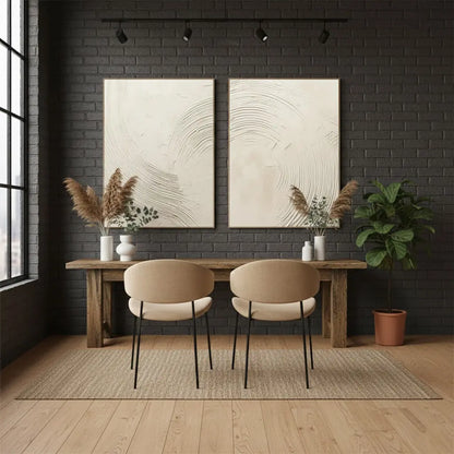 Beige & Brown Abstract Set of 2 #BBM49 ArtiQuo