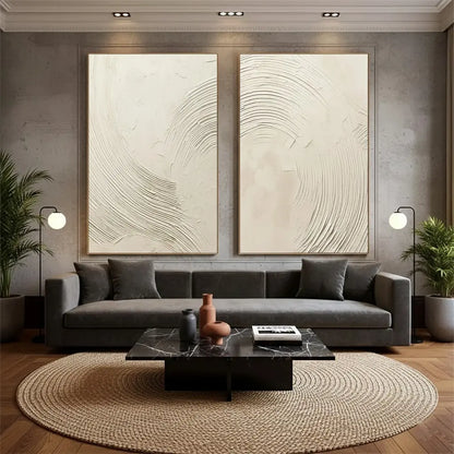Beige & Brown Abstract Set of 2 #BBM49 ArtiQuo