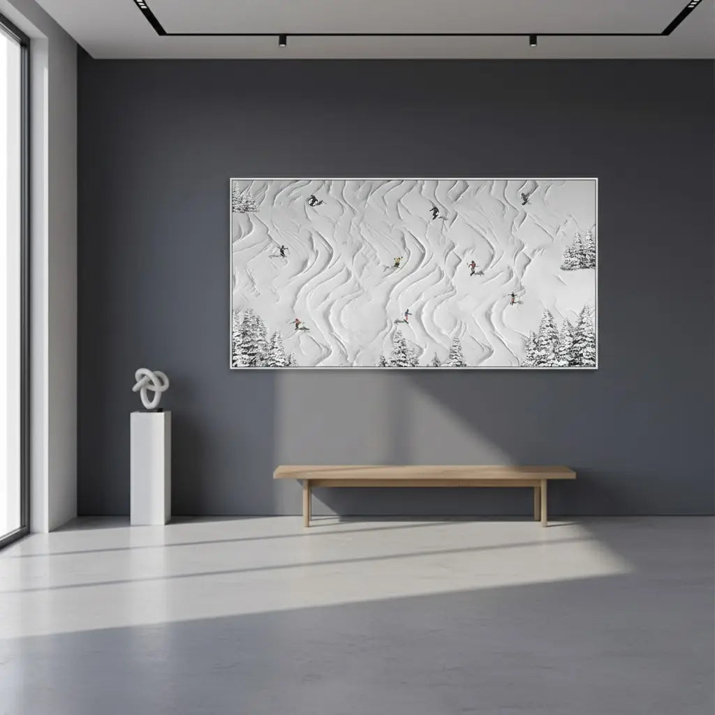 Skiing Sport Art Textured Painting Canvas #P52 ArtiQuo