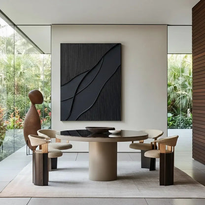 Black Plaster Art Minimalist Textured Painting #P53 ArtiQuo