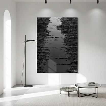 Black Minimalist Textured Painting Canvas #P54 ArtiQuo
