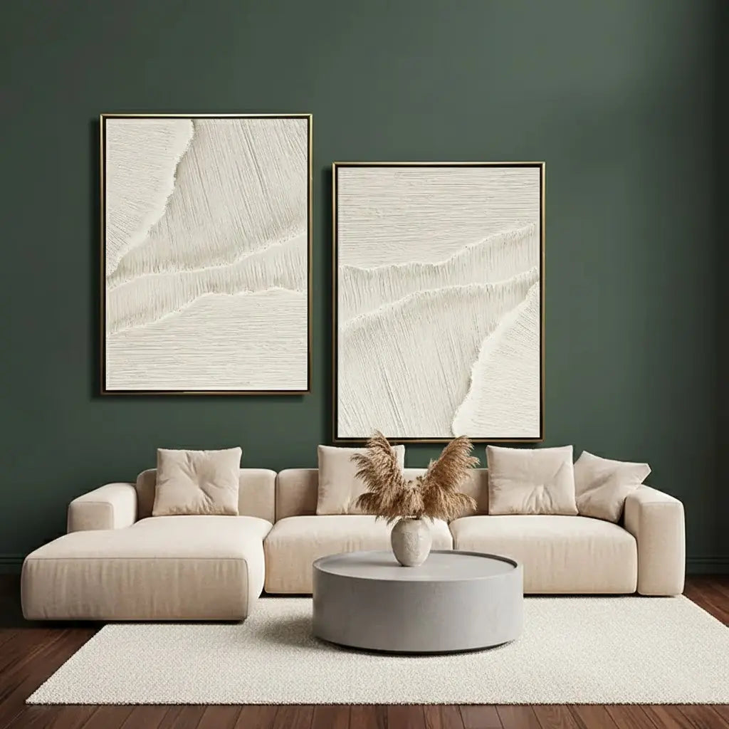Plaster Art Minimalist Textured Paintings Set of 2 #P55 ArtiQuo