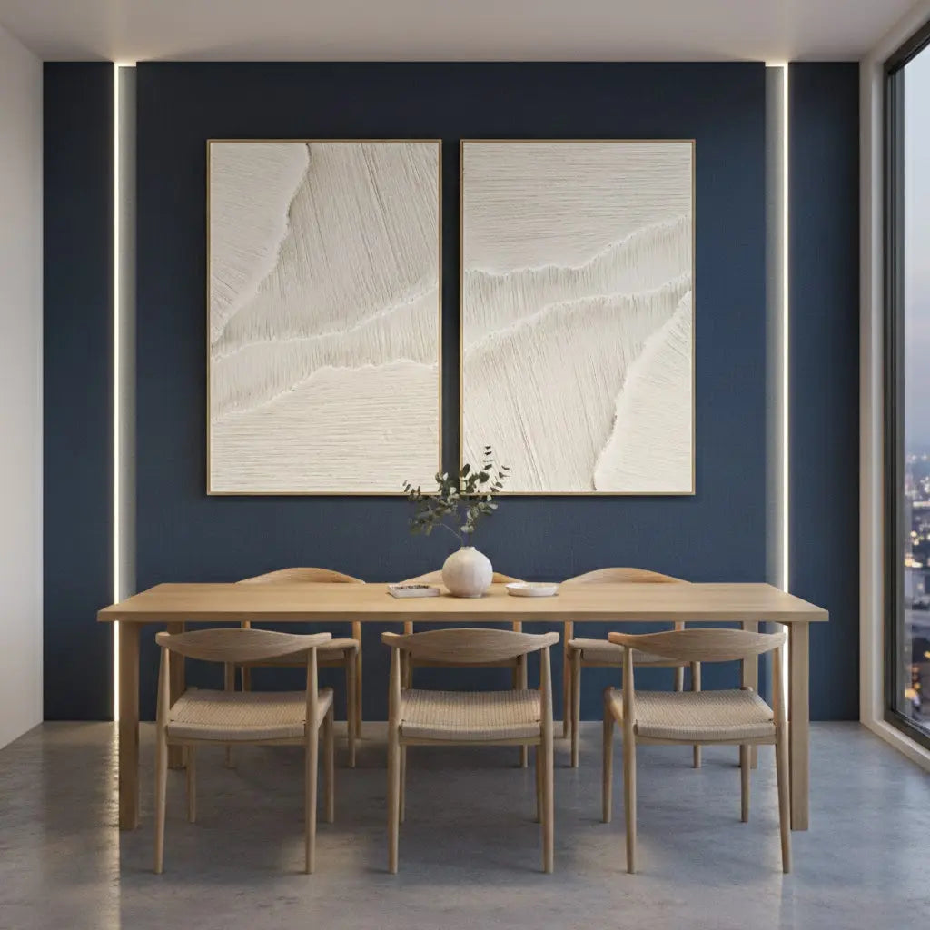 Plaster Art Minimalist Textured Paintings Set of 2 #P55 ArtiQuo