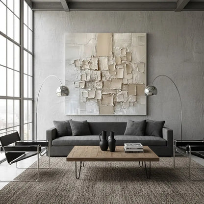 Beige Abstract Textured Wall Art #P56 ArtiQuo