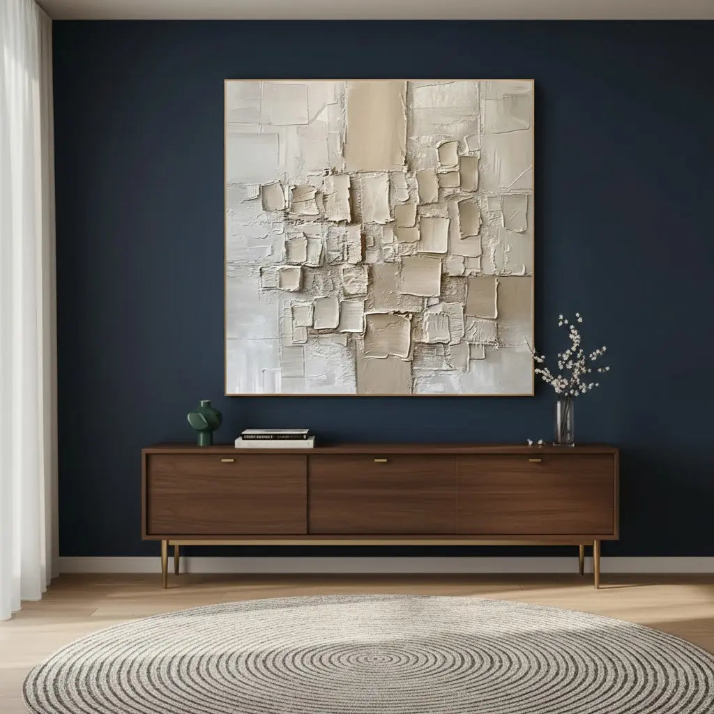 Beige Abstract Textured Wall Art #P56 ArtiQuo