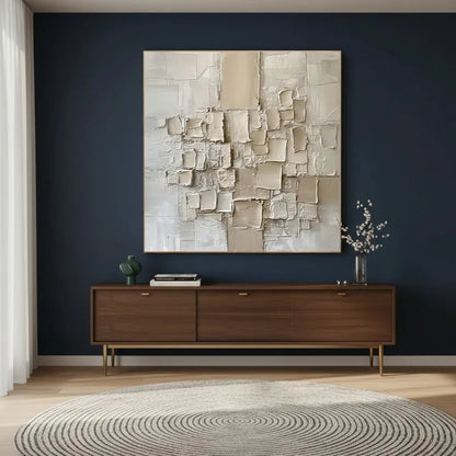 Beige Abstract Textured Wall Art #P56 ArtiQuo