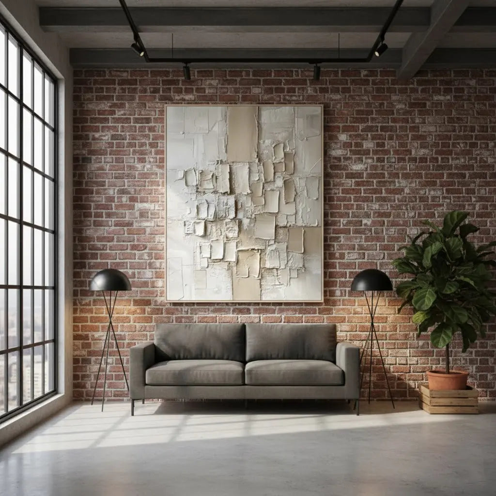 Beige Abstract Textured Wall Art #PB4 ArtiQuo