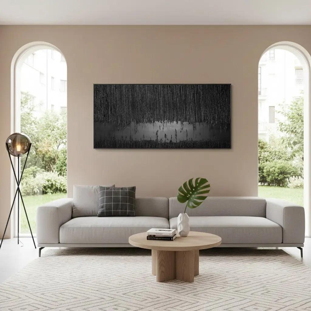 Black Minimalist Textured Painting #BM5 ArtiQuo