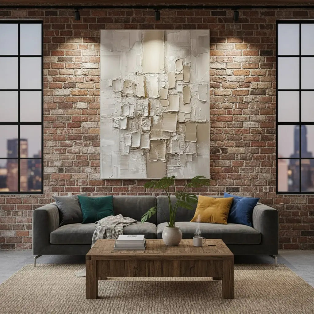 Beige Abstract Textured Wall Art #PB4 ArtiQuo