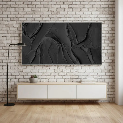 Black Plaster Art Minimalist Textured Painting #P5 ArtiQuo