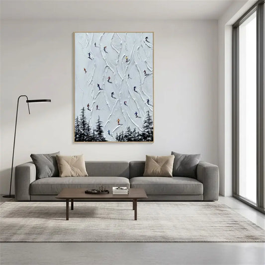 Skiing Sport Art Textured Painting Canvas #P64 ArtiQuo