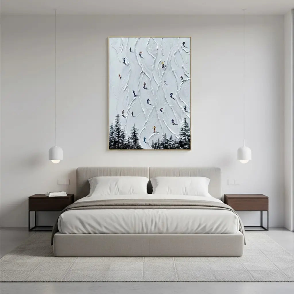 Skiing Sport Art Textured Painting Canvas #P64 ArtiQuo