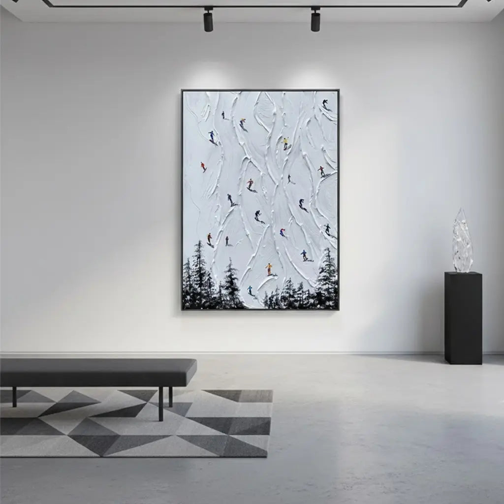 Skiing Sport Art Textured Painting Canvas #P64 ArtiQuo