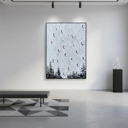 Skiing Sport Art Textured Painting Canvas #P64 ArtiQuo