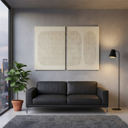 Beige & Brown Abstract Set of 2 #PB67 ArtiQuo