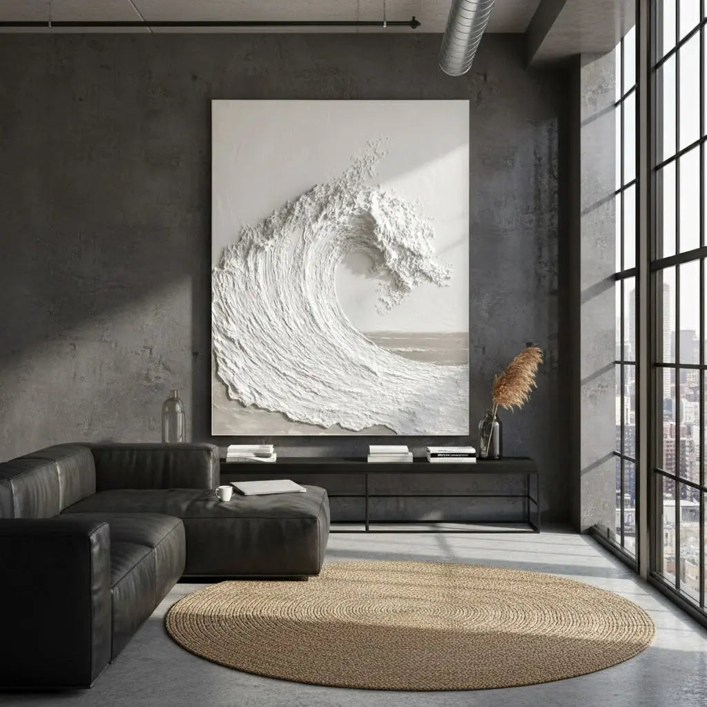 White Minimalist Textured Painting Canvas #P68 ArtiQuo