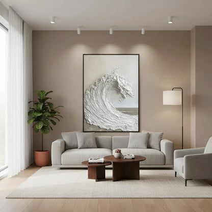 White Minimalist Textured Painting Canvas #P68 ArtiQuo