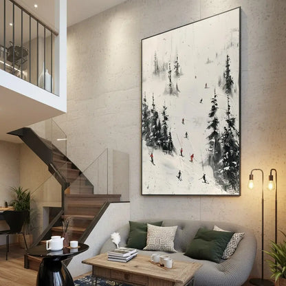Skiing Sport Art Textured Painting Canvas #P69 ArtiQuo