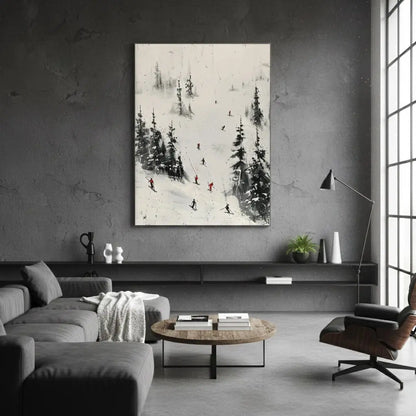Skiing Sport Art Textured Painting Canvas #P69 ArtiQuo