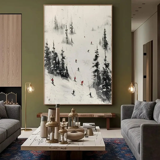 Skiing Sport Art Textured Painting Canvas #P69 ArtiQuo
