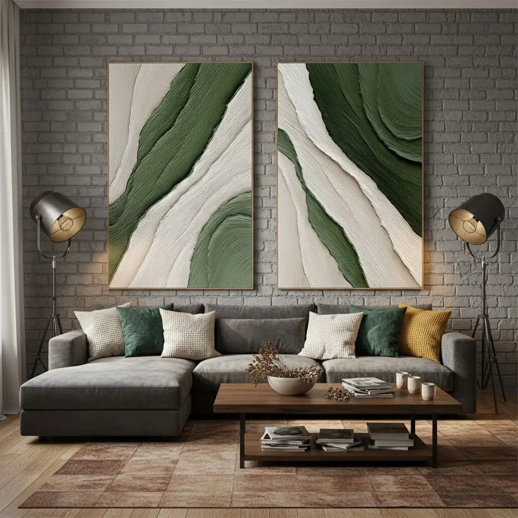 Blue & Green Abstract Set of 2 #P6 ArtiQuo