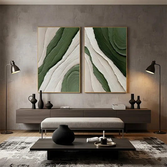 Blue & Green Abstract Set of 2 #P6 ArtiQuo