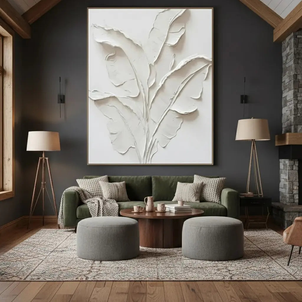 Beige Flower & Tree Abstract Texture Canvas Art #P70 ArtiQuo