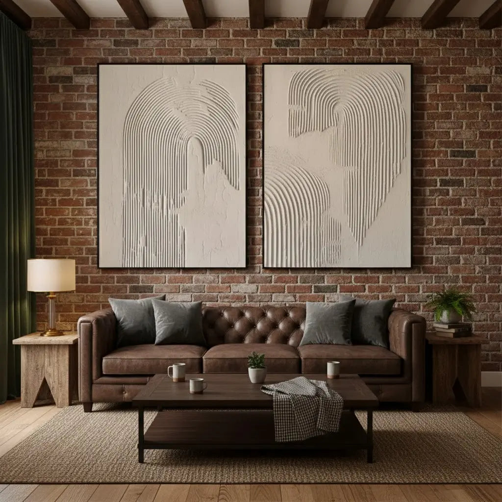 Beige & Brown Abstract Set of 2 #BBM7 ArtiQuo