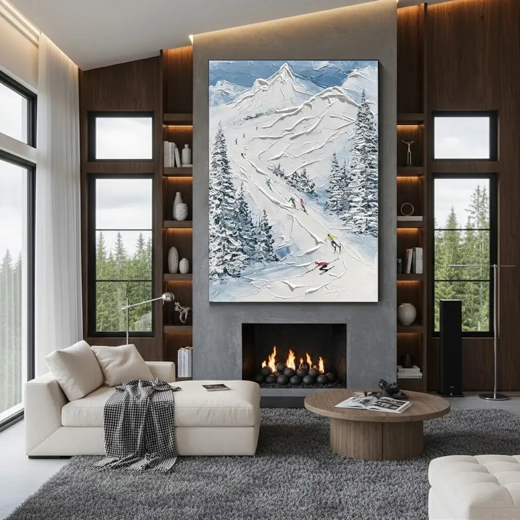 Skiing Sport Art Textured Painting Canvas #P82 ArtiQuo