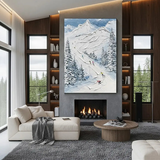 Skiing Sport Art Textured Painting Canvas #P82 ArtiQuo