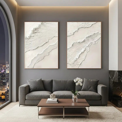 Plaster Art Minimalist Textured Paintings Set of 2 #P85 ArtiQuo