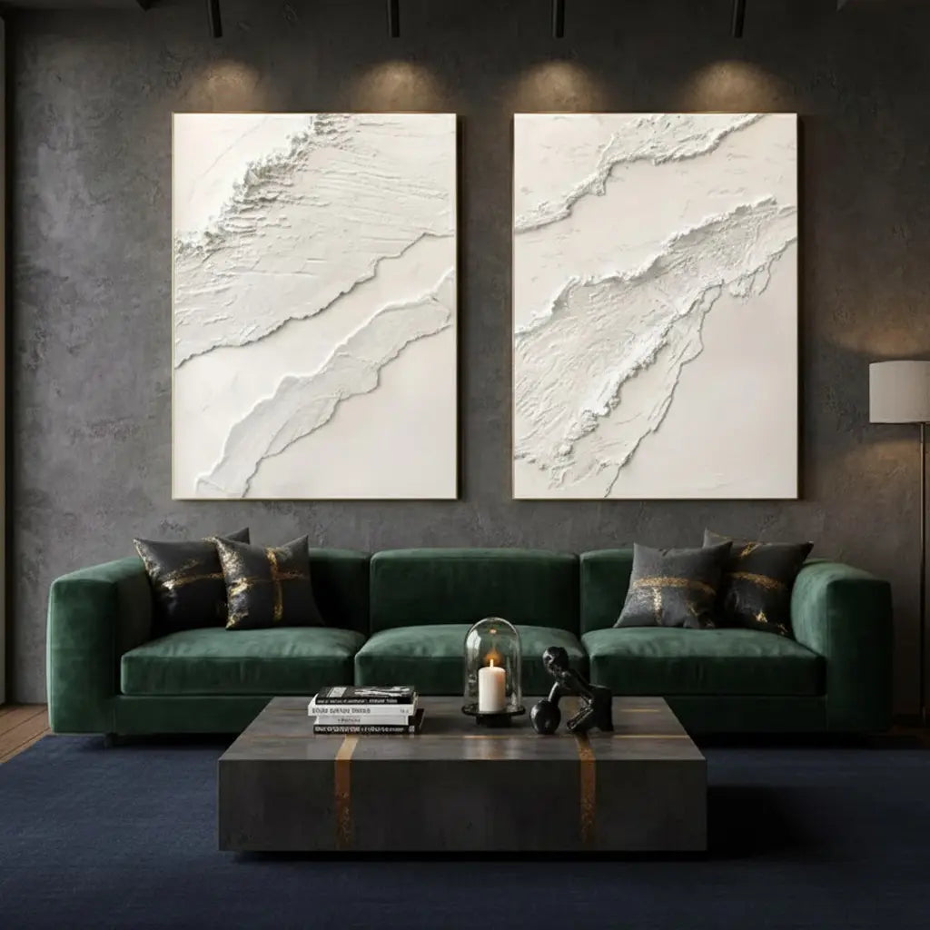 Plaster Art Minimalist Textured Paintings Set of 2 #P85 ArtiQuo