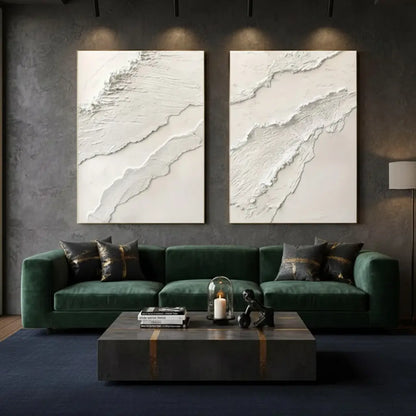 Plaster Art Minimalist Textured Paintings Set of 2 #P85 ArtiQuo