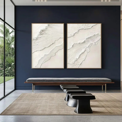 Plaster Art Minimalist Textured Paintings Set of 2 #P85 ArtiQuo