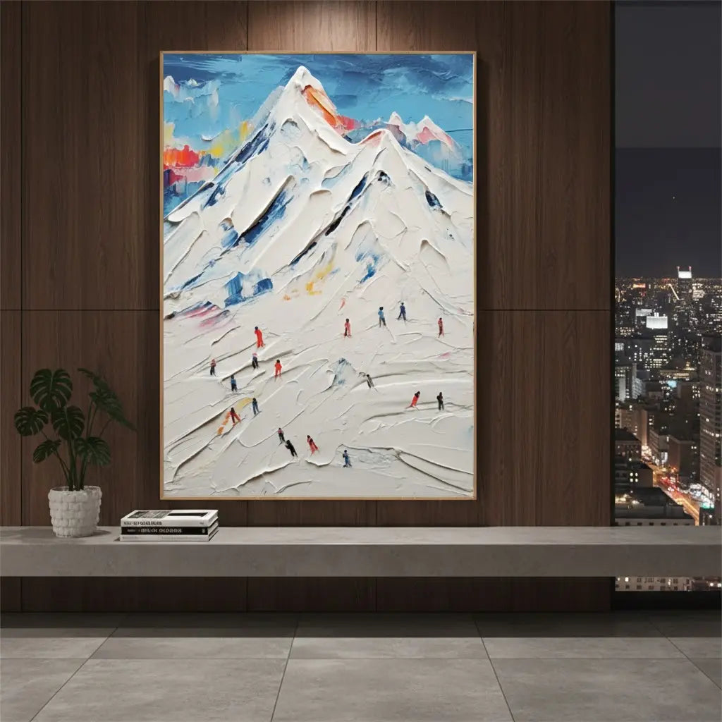 Skiing Sport Art Textured Painting Canvas #P86 ArtiQuo
