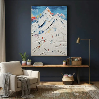 Skiing Sport Art Textured Painting Canvas #P86 ArtiQuo