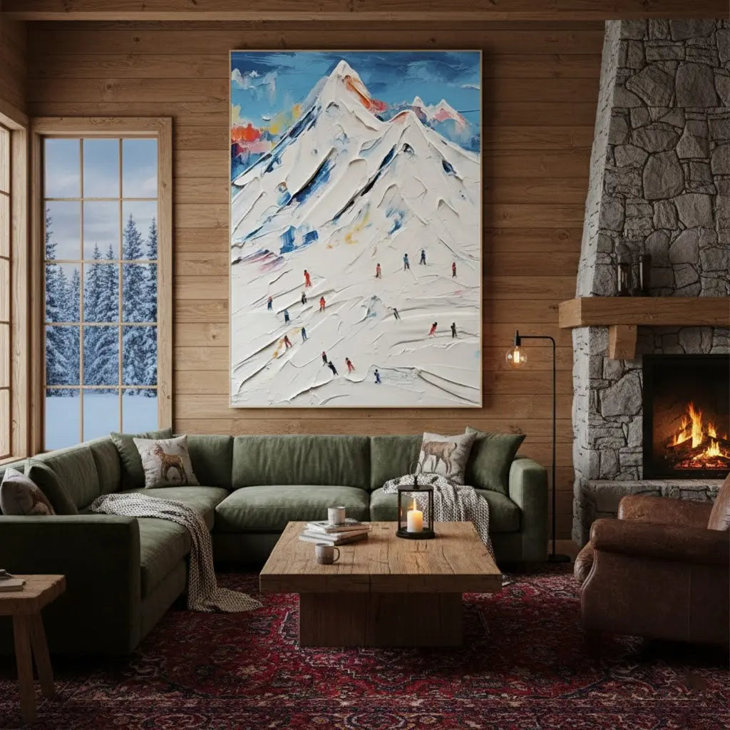 Skiing Sport Art Textured Painting Canvas #P86 ArtiQuo