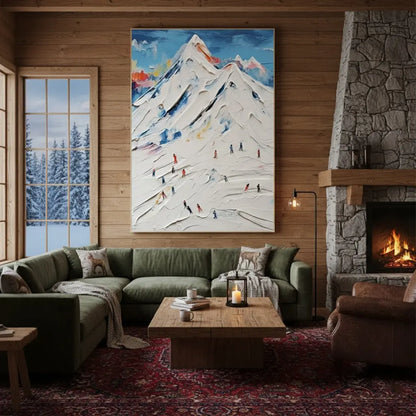 Skiing Sport Art Textured Painting Canvas #P86 ArtiQuo