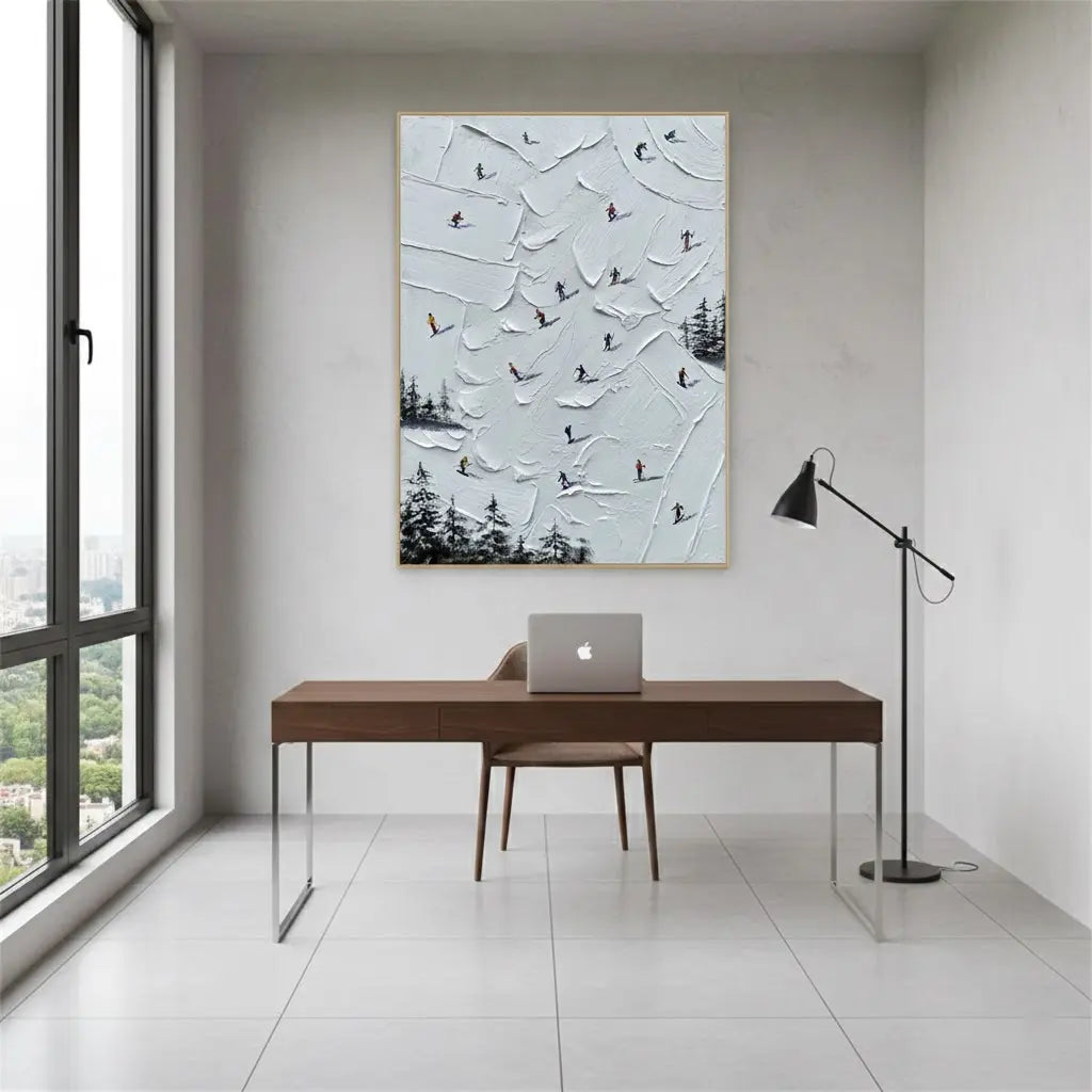 Skiing Sport Art Textured Painting Canvas #P87 ArtiQuo