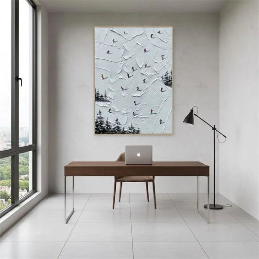 Skiing Sport Art Textured Painting Canvas #P87 ArtiQuo